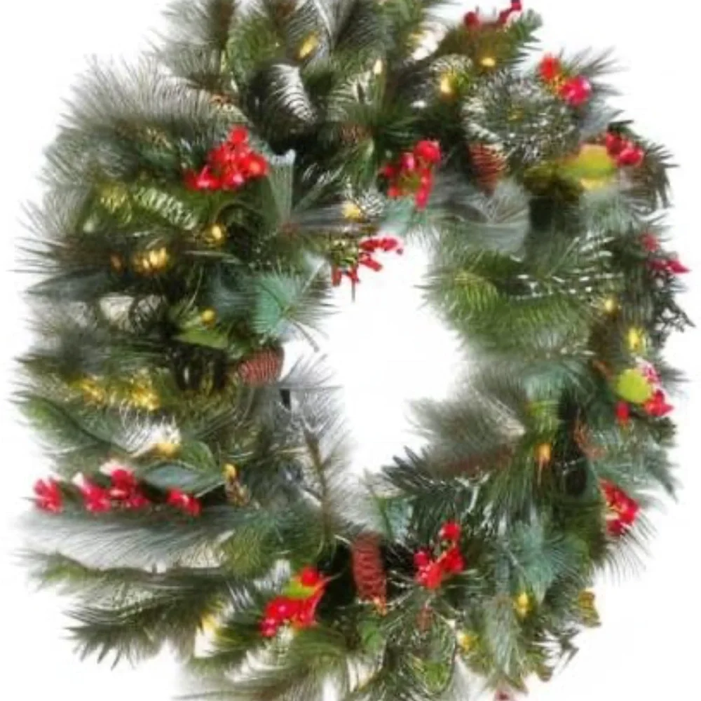 Festive Green Holiday Wreath with Red Accents